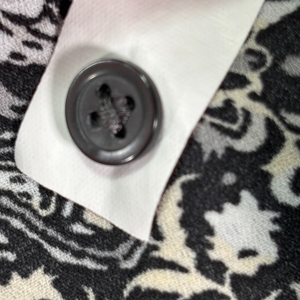 Gap Paisley Blouse Womens XS Black White Long Sleeve Square Neck Yoke Boho Flowy - Picture 8 of 11